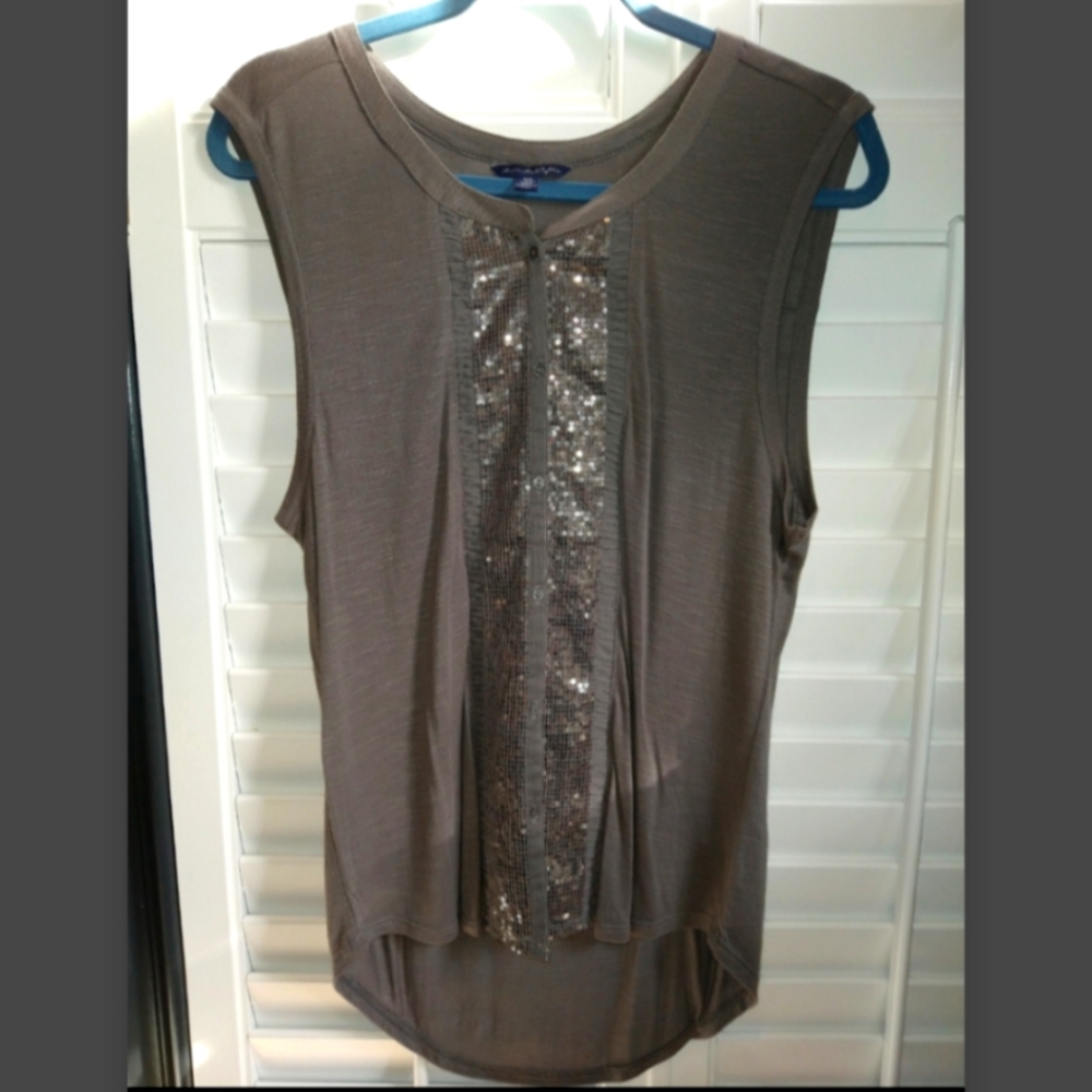 AEO Grey Sequined Sleeveless Top - M
